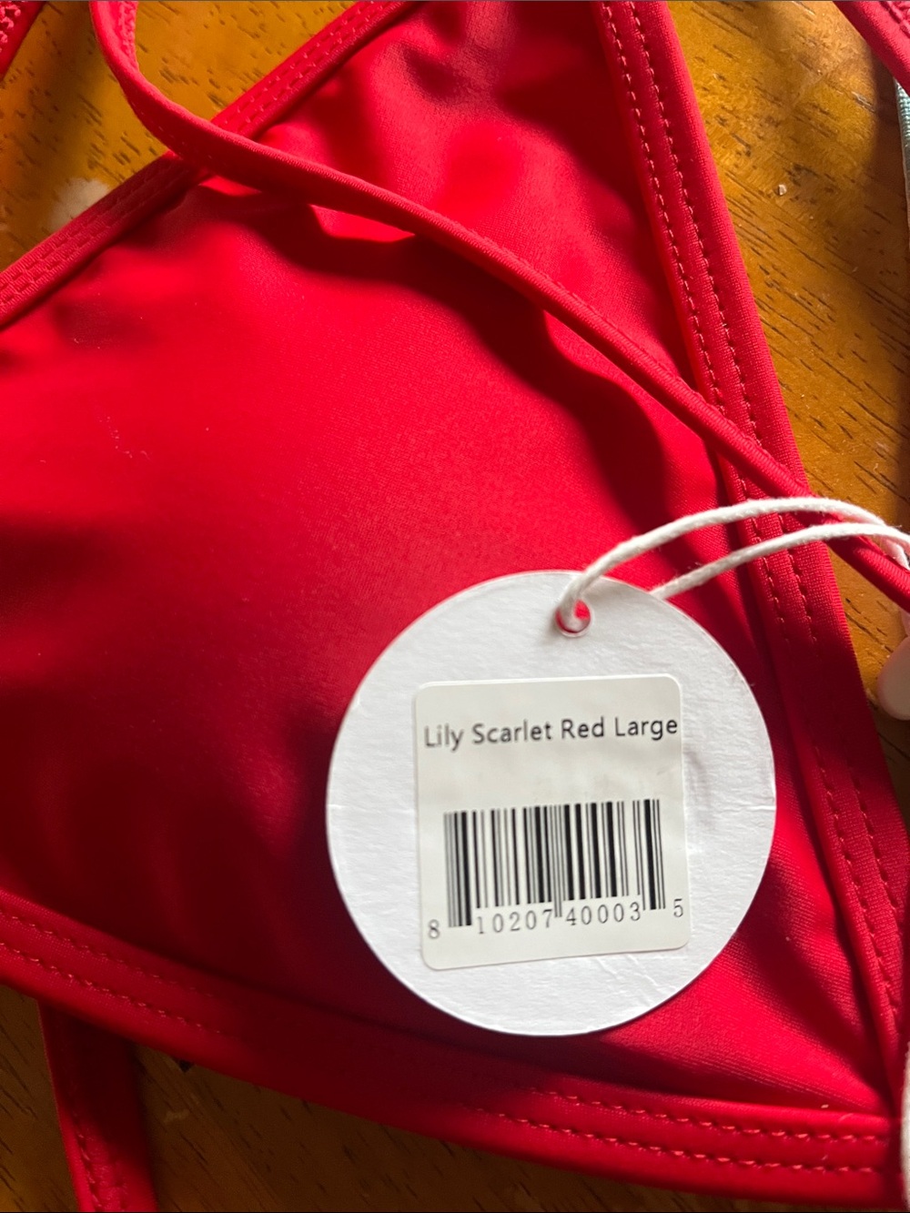 NEW WITH TAGS LARGE LILY SCARLET RED 93 PLAY STREET MINIMAL TRIANGLE BIKINI - Picture 5 of 6